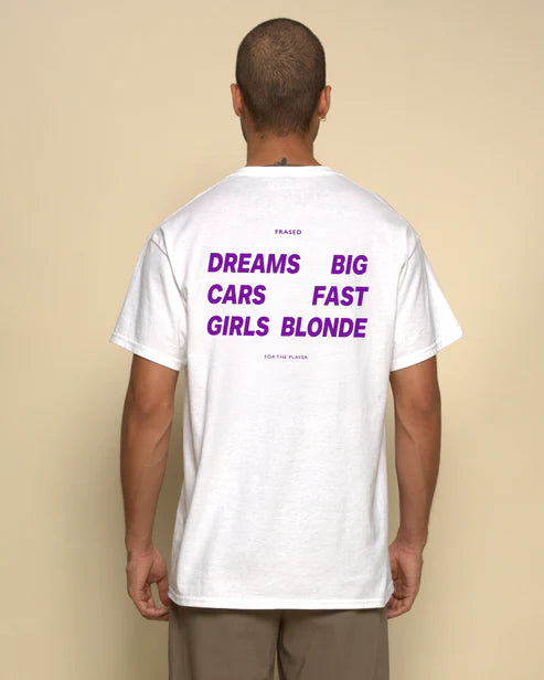 DREAMS BIG. CARS FAST. GIRLS BLONDE